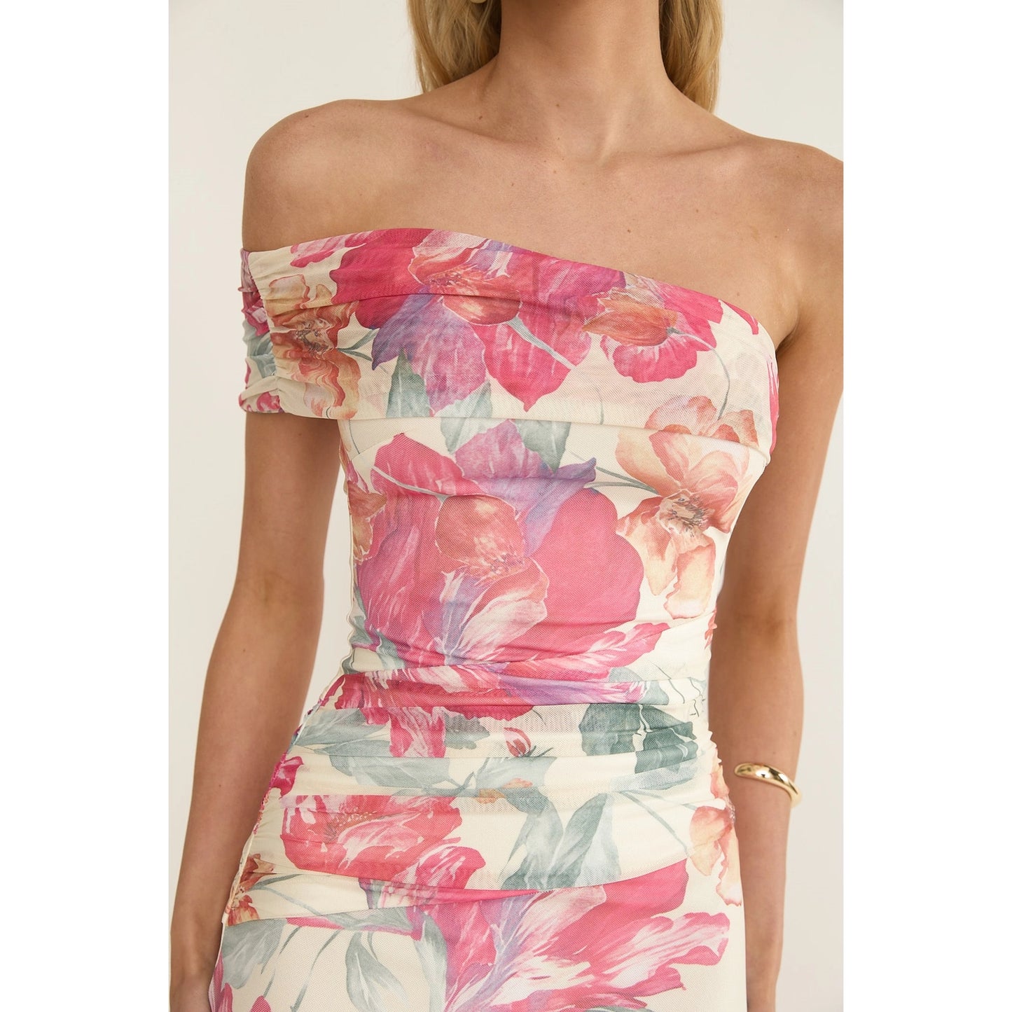 Off Shoulder Floral Maxi Dress