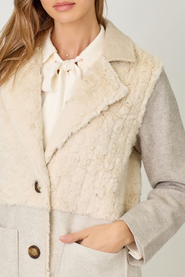 Color Blocked Long Coat