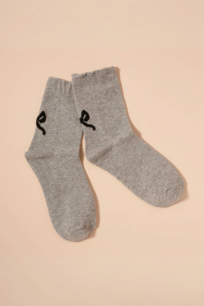 Knit Bow Mid Calf Socks