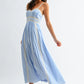 Breezy Blue Lace Trim Maxi Sundress