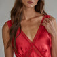 Woven Polyester Spandex Satin Sleeveless V-Neck Top