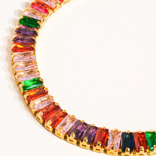 Hazel 18K Gold Multicolor Cz Chain Bracelet