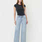 High Rise Trouser Fold Creased Wide Jeans
