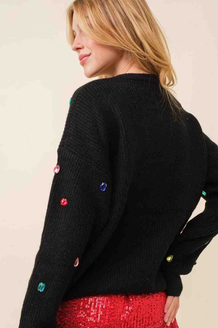 Bejeweled Rhinestone Colorful Sweater