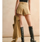 Pleated Suede Shorts