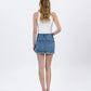 Mid Rise Denim Mini Skirt