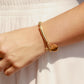 18k Gold Stainless Steel Beaded Stretch Bracelet with Engravable Charm