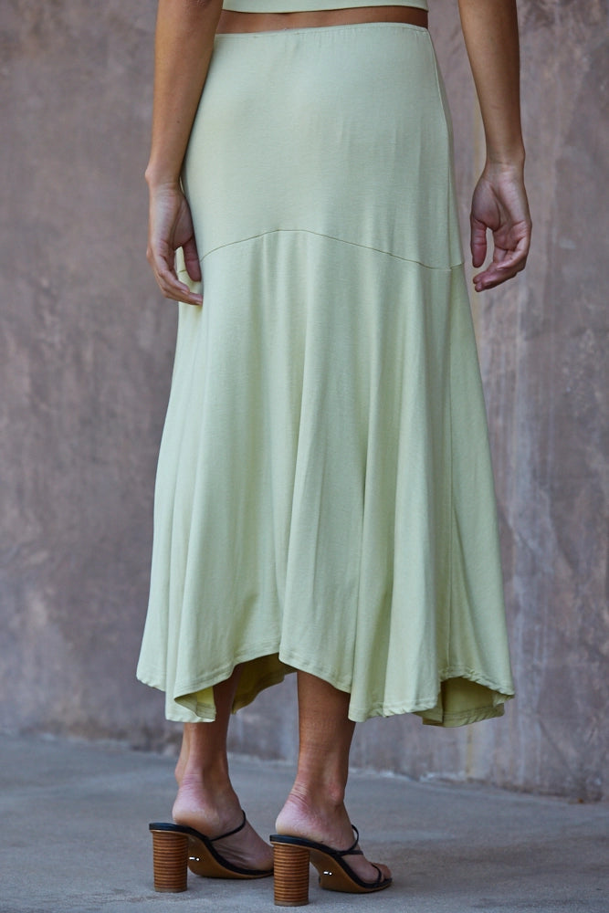 Knit Viscose Spandex Midi Skirt