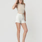 Super High Rise Raw Step Hem Drawstring Mom Shorts