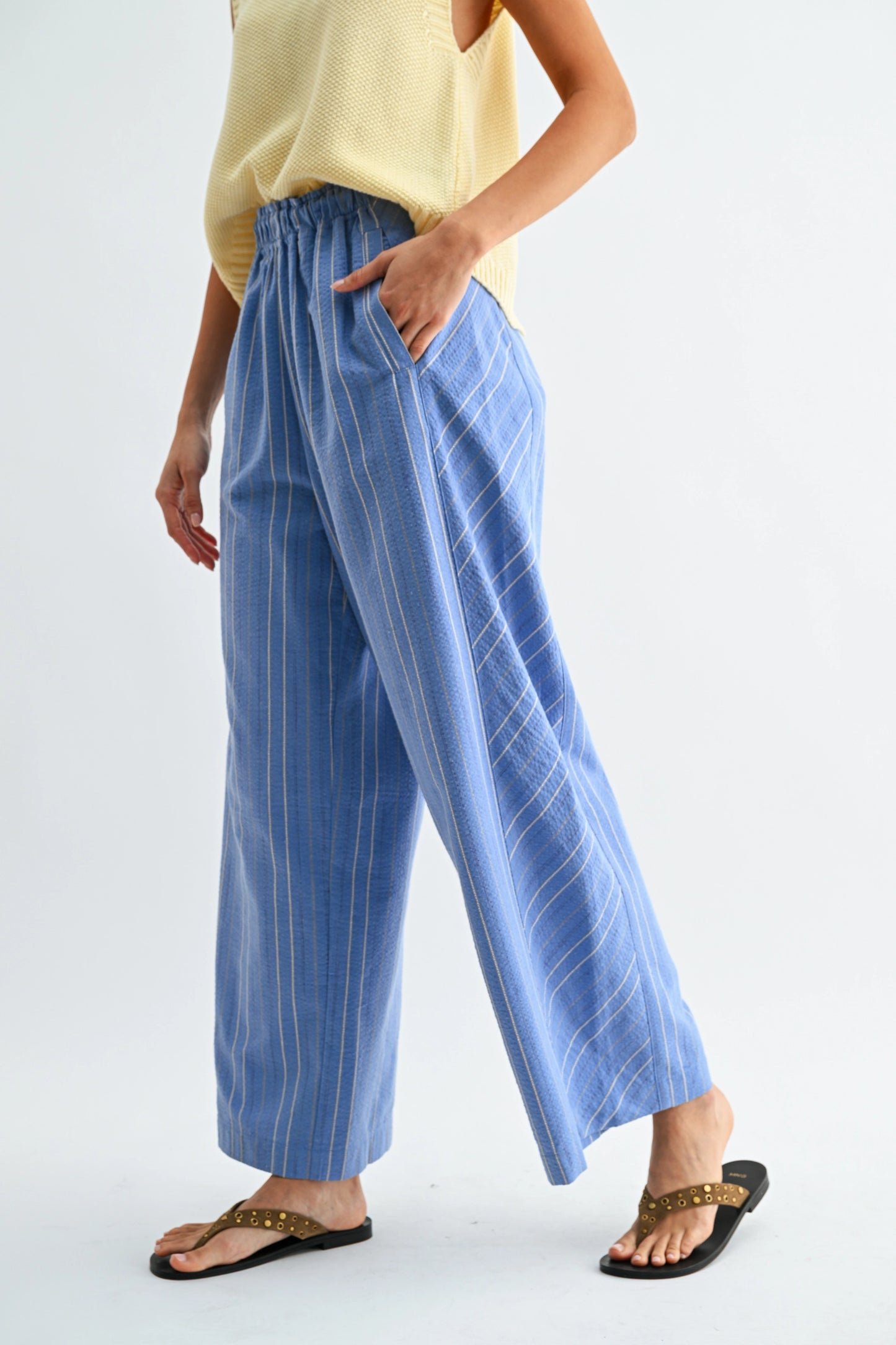 Pinstripe Wide-Leg Trousers