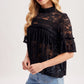 Mock Neck Baby Doll Lace Top with No Lining