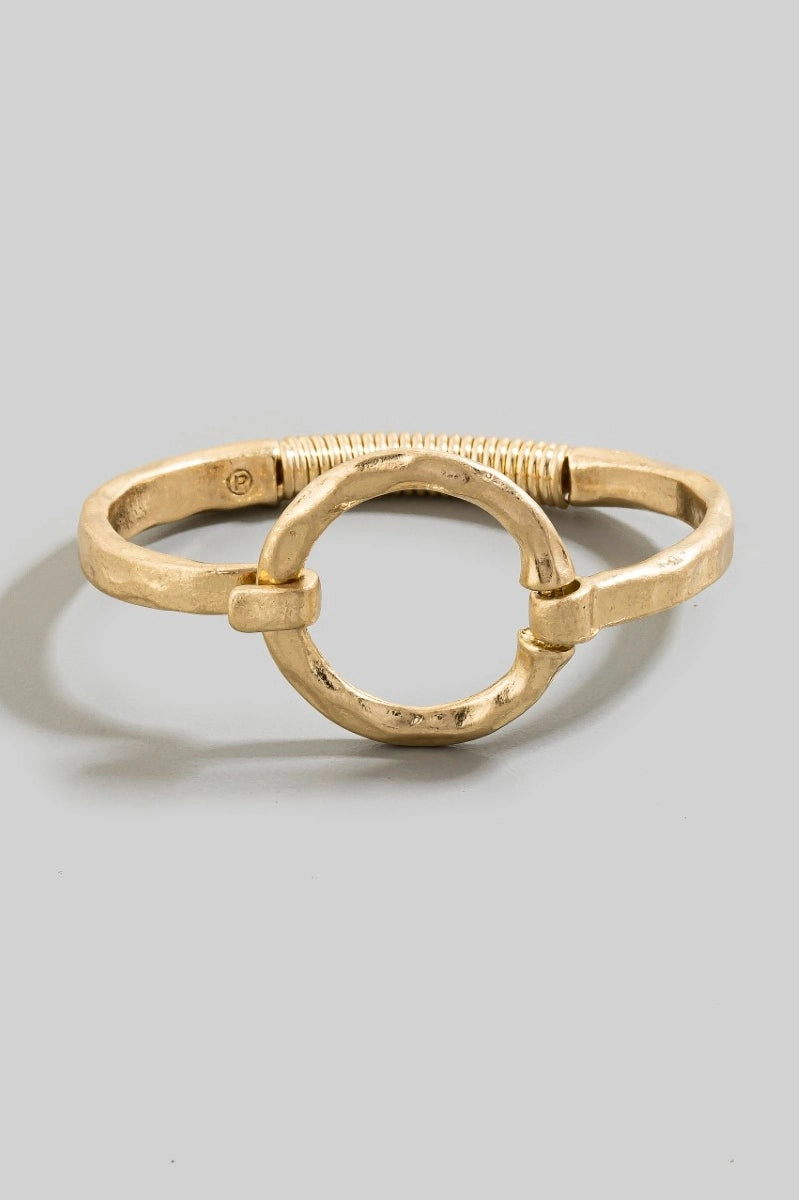 Hammered Circle Hook Bangle Bracelet