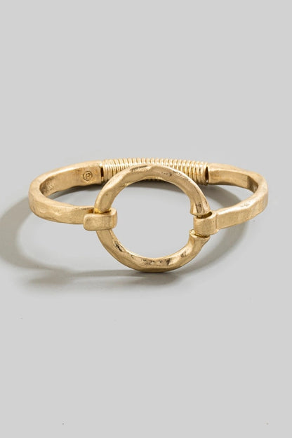 Hammered Circle Hook Bangle Bracelet