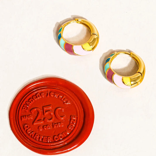 Paloma 18K Gold Colorful Striped Hoop Earring