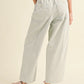 Stripe and Washed Effect Barrel Shape Pants