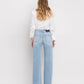 Super High Rise Clean Cut Raw Hem Wide Leg Jeans