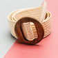 Wooden Buckle Rattan Stretch Waist Belt