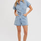 Denim Button Down Shirt Romper