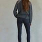 Knit Sweater Ribbed Sequin Detail Crew Neck Pullover