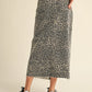 Leopard Print Slit Front Skirt