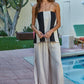 Woven Cotton Striped Tube Neck Strapless Top