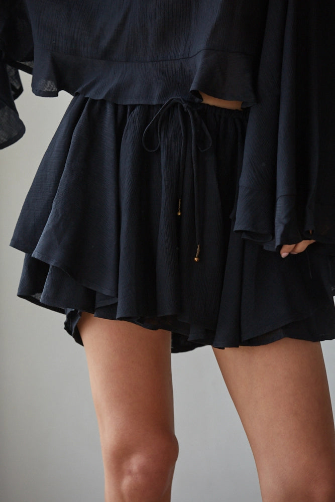 Woven Rayon Nylon Layered Skort