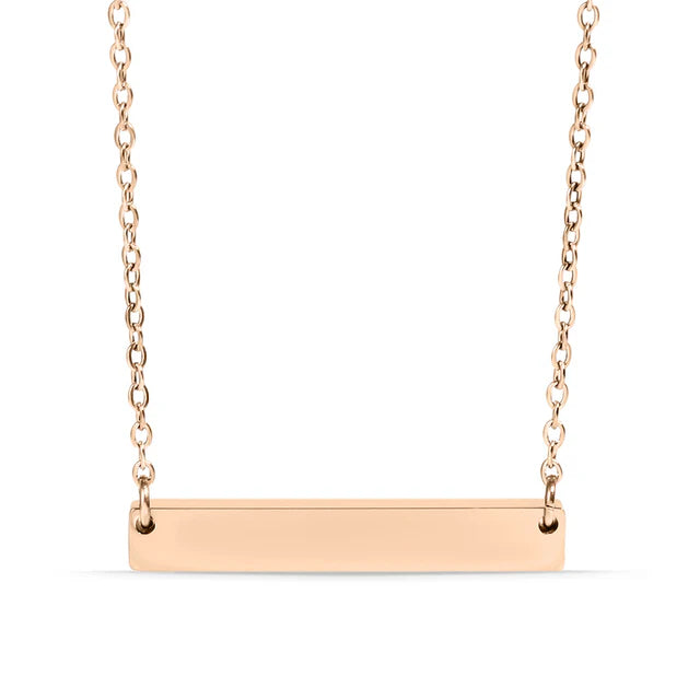 18K Gold Stainless Steel Blank Bar Necklace