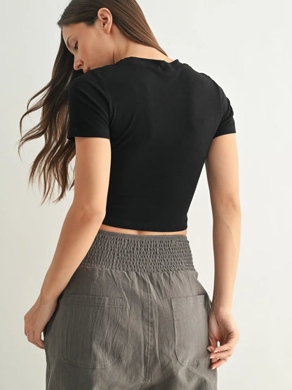 Essential Micro-Ribbed Athleisure Baby Tee