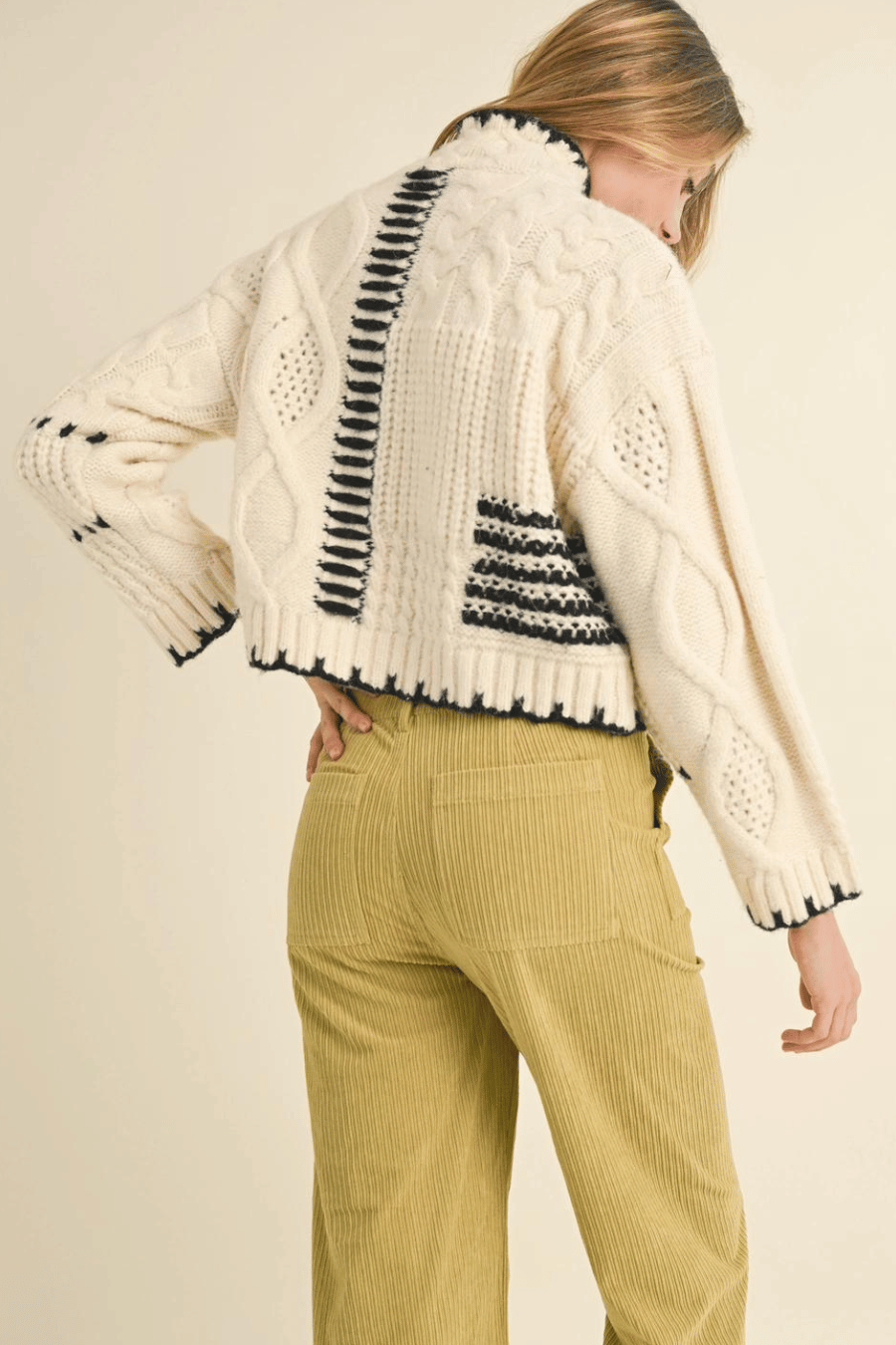 The Veronica Mixed Cable with Stitch Sweater Top