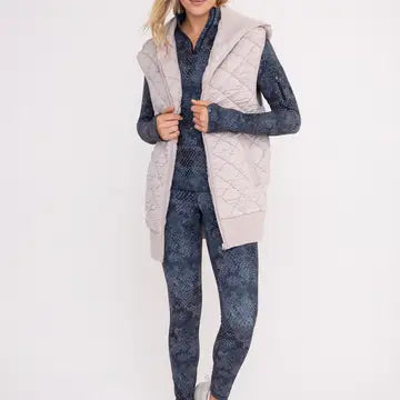 Oversized Quilted Fleece Vest with Hood