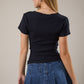 Short Puff Sleeve with Tie Front