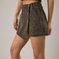Leopard Print Denim Wrap Skort