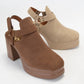 Platform Harness Strap Open Heel Booties