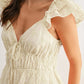 Chiffon Flutter Embroidered Sleeve Mini Dress