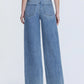 Super High Rise Medium Wash Raw Hem Wide Leg Jeans