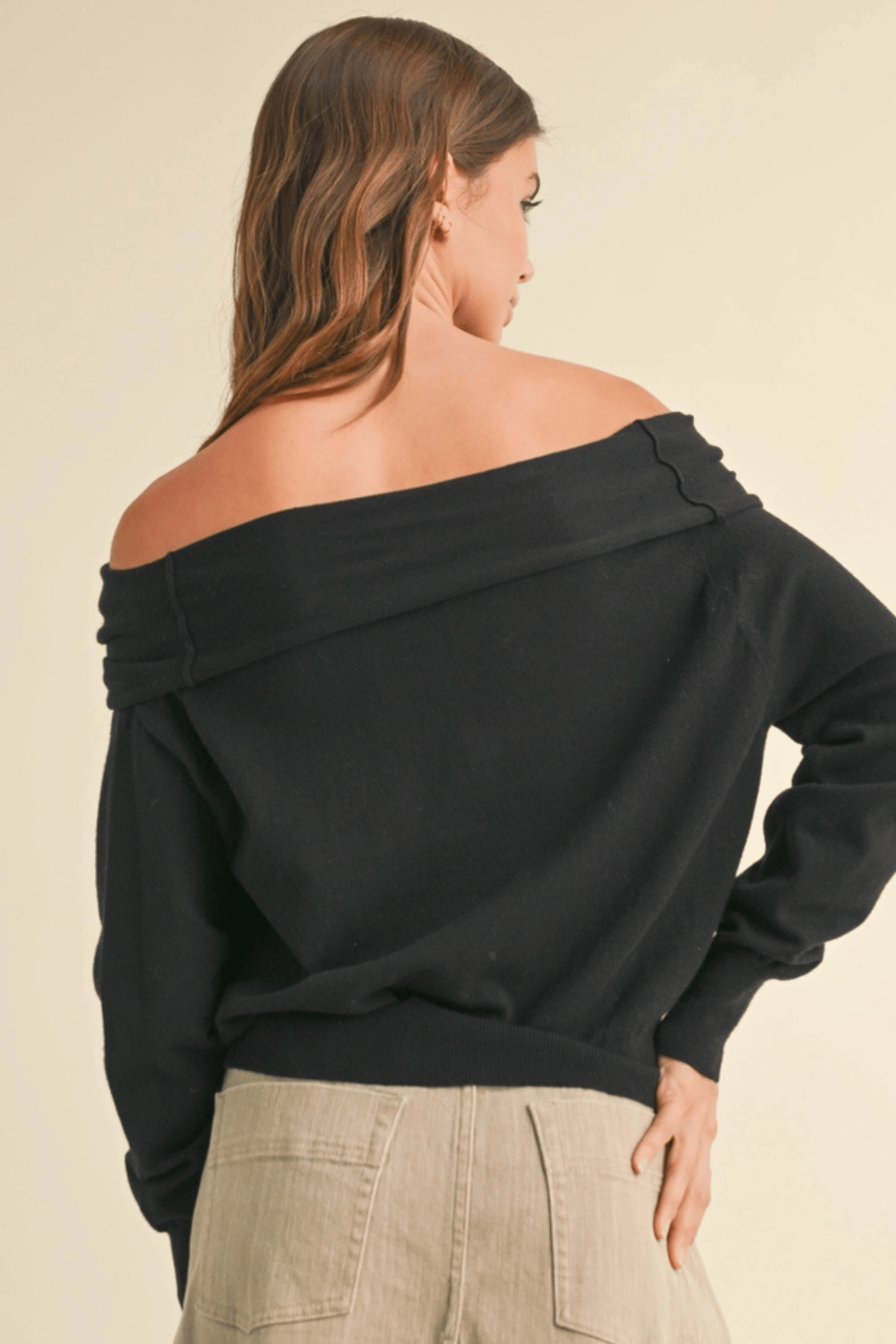 Rollover Off the Shoulder Long Sleeve