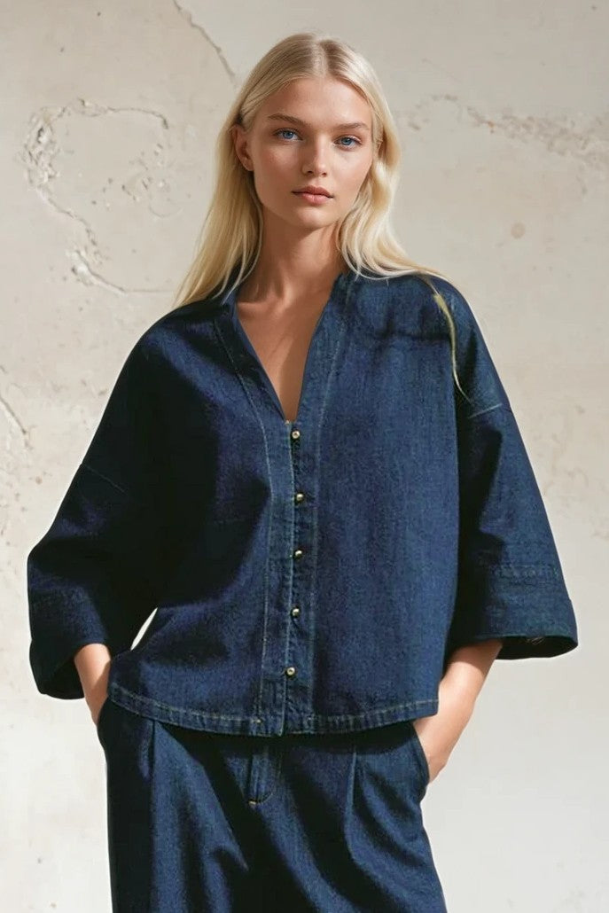 Oversized Dark Denim Shirt