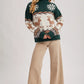 Fair Isle Turtle Neck Reindeer Knit Sweater For Holiday
