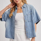 Denim Button Down Short Sleeve Boxy Shirt