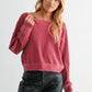 Raw Edge Waffle Knit Boatneck Pullover