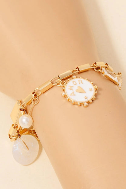 Assorted Heart and Butterfly Charms Bracelet