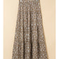 Western Floral Print Ruffled Hem High Waist Loose Maxi Skirt