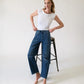 High Rise Dark Wash Barrel Leg Jeans