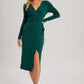 Ribbed Knit V-Neck Wrap Midi Dress