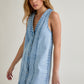 Sleeveless V-Neck Button Down Denim Mini Dress