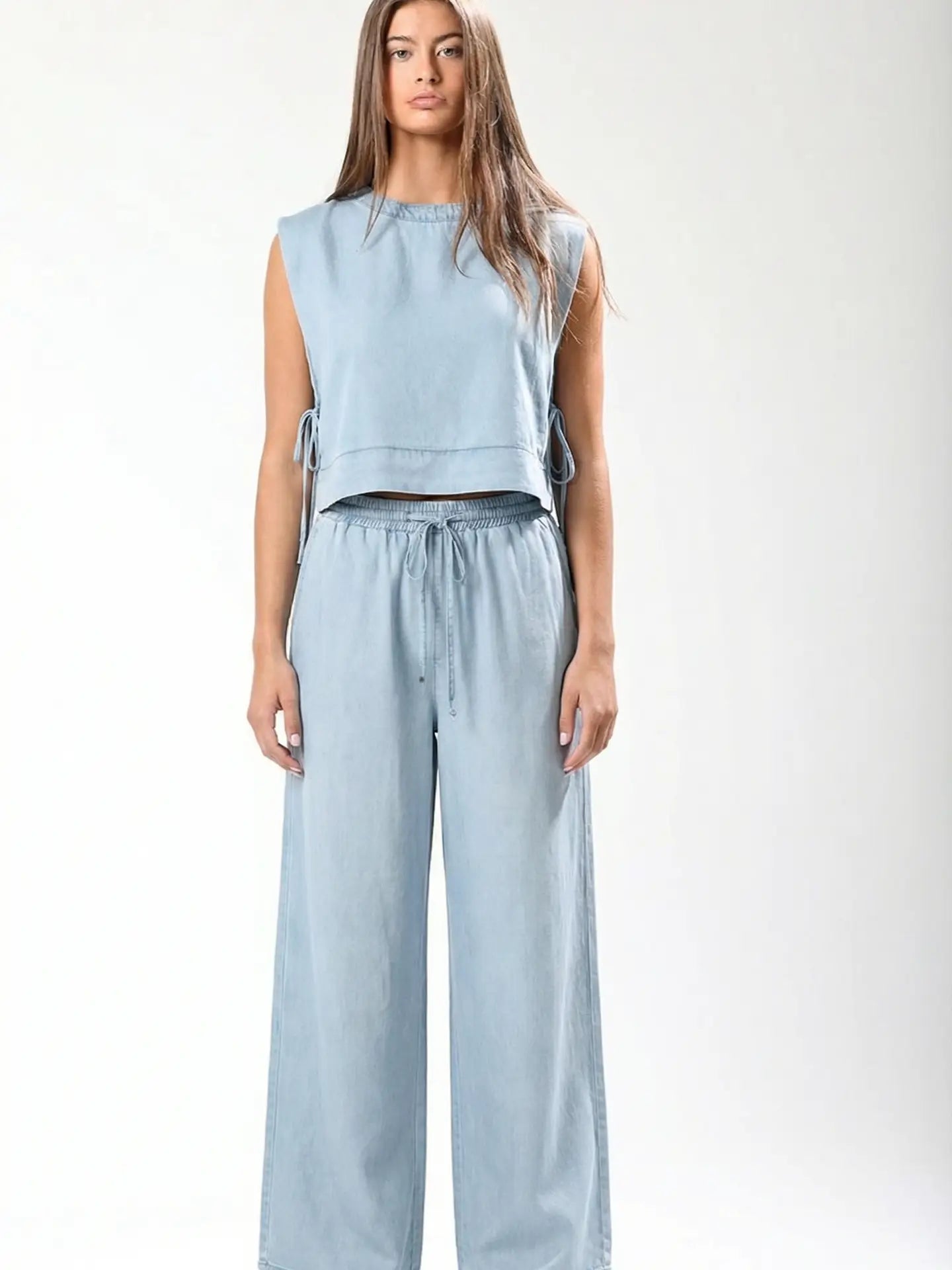 Sleeveless Side Tie Lyocell Top