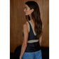 Woven Satin Contrast Lace Trim Detail Sleeveless Top
