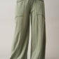 Mineral Wash Curved Seam Wide Leg Pants