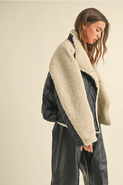 Quilted Jacket with Shearling Contrast