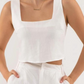 Alice Square Neck Solid Linen Top